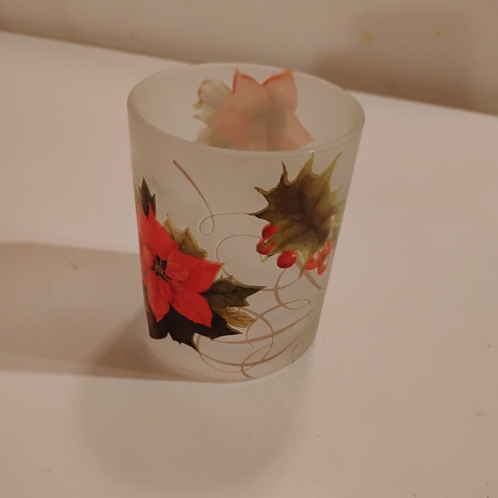 Festive Poinsettia Candle Holder NOEL Sign Floral Nature's Journey TM 3.5' Tall